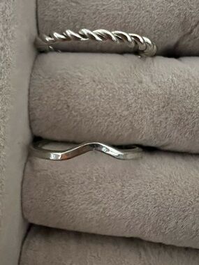 Sterling Silver Twisted & Chevron Stackable Rings - Silver